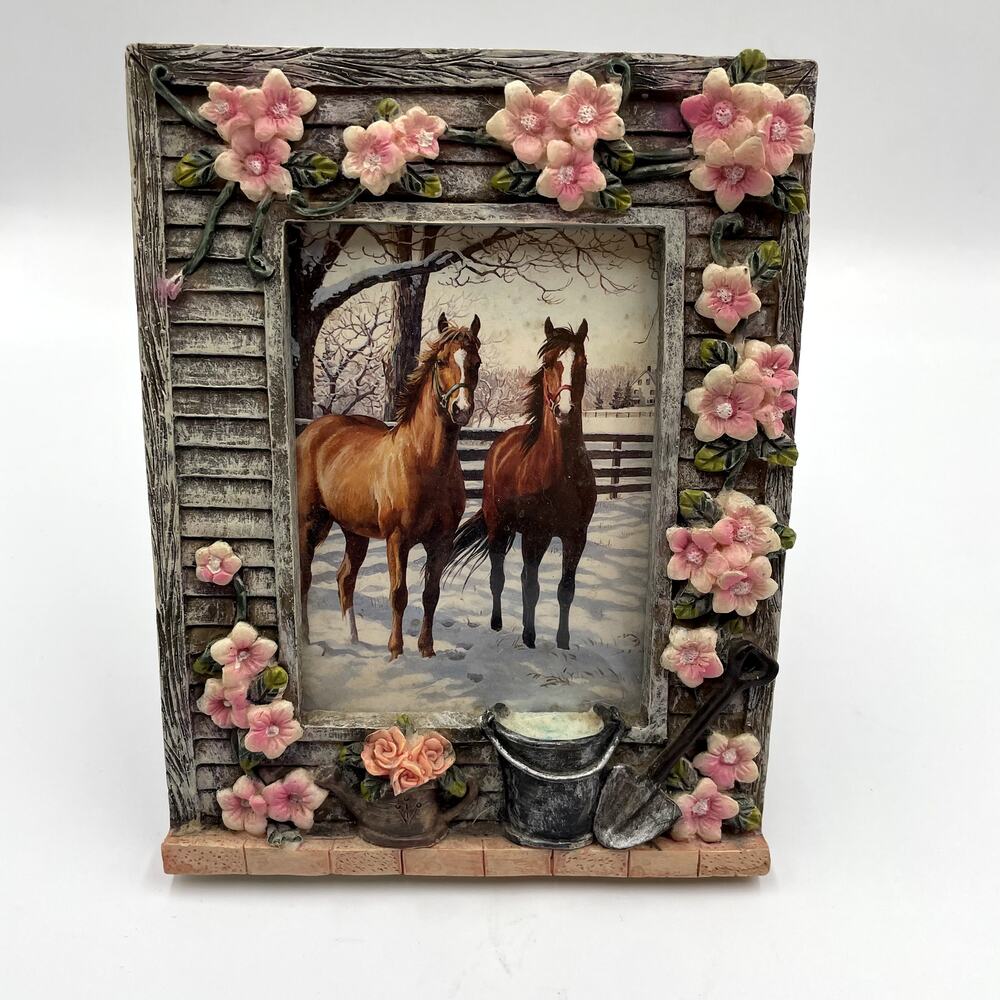 3-D Picture Photo Frame Gardening Floral Theme Unbranded Resin Pink Flowers 3x5